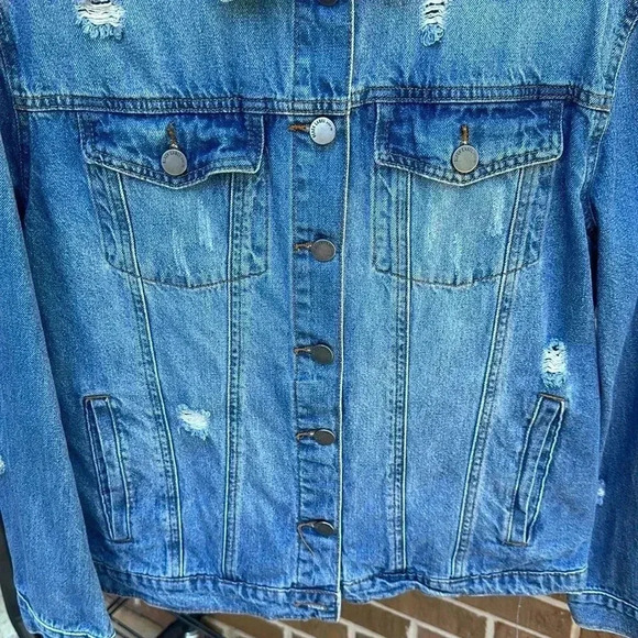 Hand-Painted Colorful Graphic Upcycled Jean Jacket-Black Label-Large - Picture 5 of 6